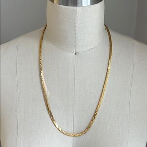 VINTAGE 14K gold plated made in Korea flat cobra link chain necklace